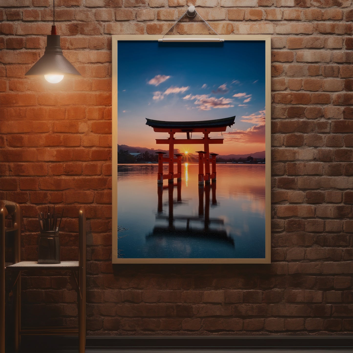 Japanisches Torii-Tor bei Sonnenuntergang – Serene Japan Wall Art