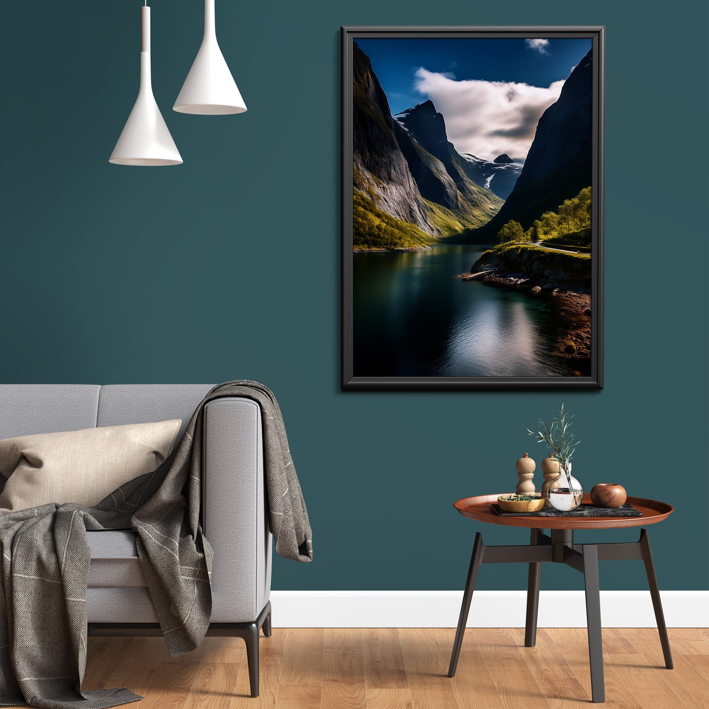 Norway Fjords Wall Art Set - Minimal Blue Landscape Prints