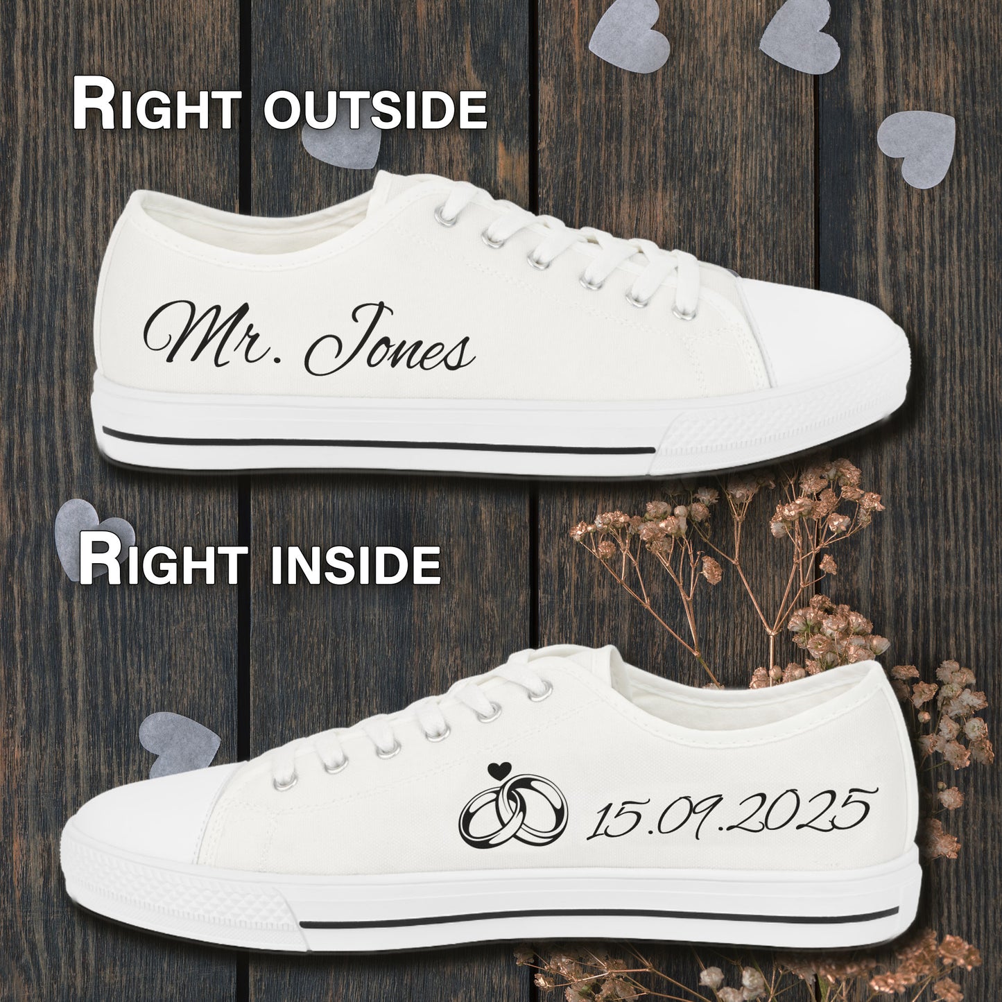 Personalized Groom Sneakers - Custom Wedding Date Shoes, Mens Wedding Trainers, Unique Groom Gift