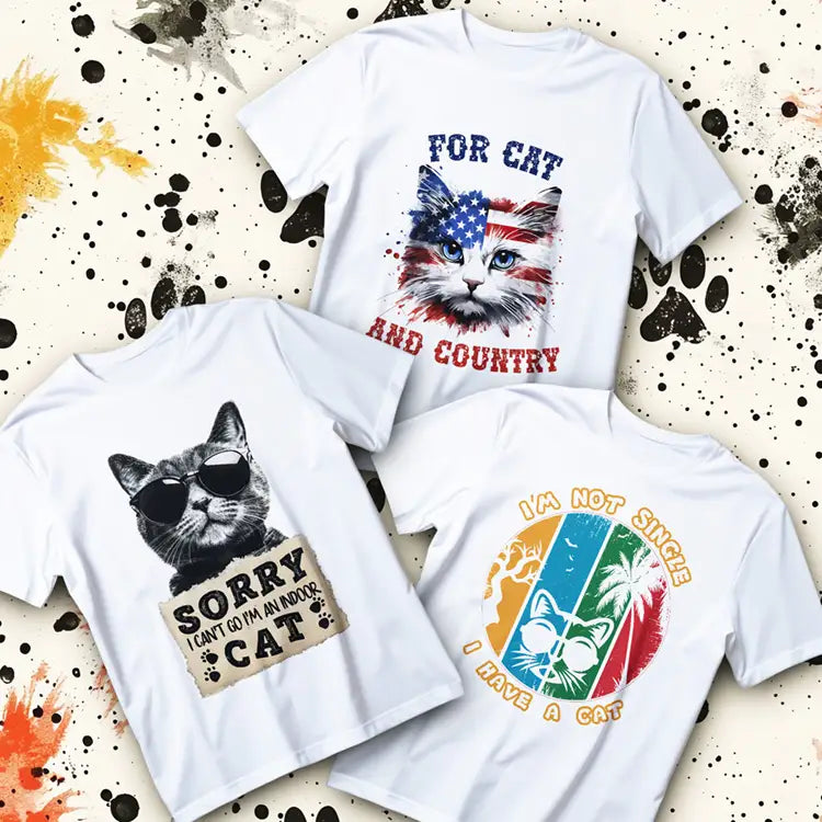 Cat lovers t-shirts collection hero image – cute kitty graphics and gifts for cat people