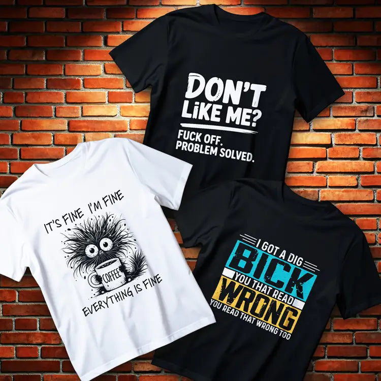 Sarcastic t-shirts collection hero image – dark humor and witty graphic designs