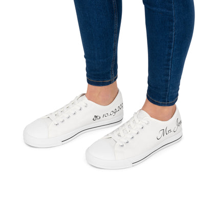 Custom Bridal Sneakers - Personalized Wedding Shoes with Name & Date, White Bride Sneakers for Reception