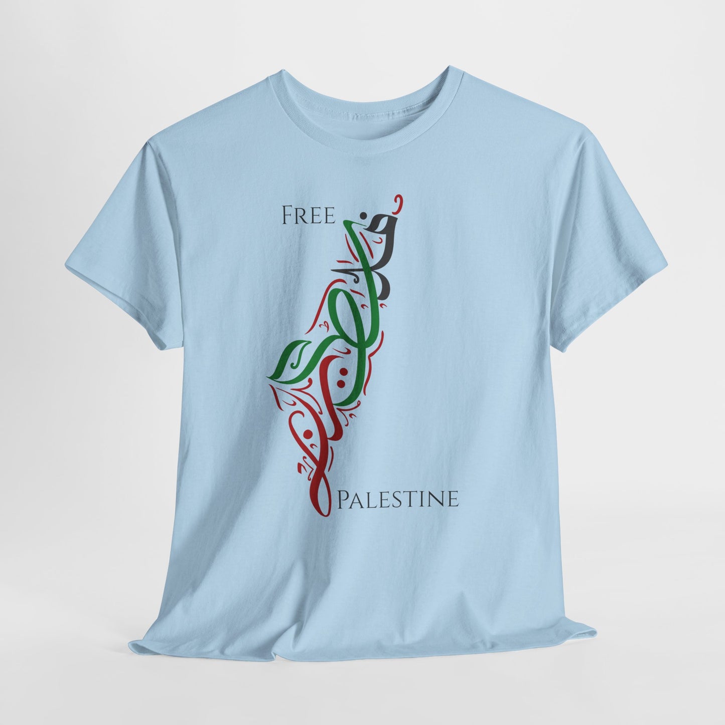 Free Palestine Map T-Shirt - Artistic Palestinian Calligraphy Solidarity Tee