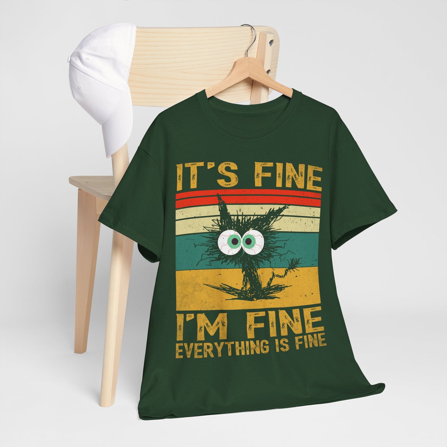 It’s Fine I’m Fine Shirt - Funny Stressed Cat Retro Tee