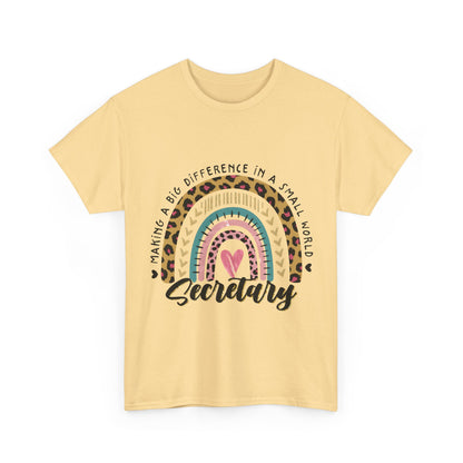 Secretary Rainbow Shirt - Cute Leopard Print Office Tee for Secretaries, Glam Animal Print Heart Gift, Boho Office Assistant T-Shirt