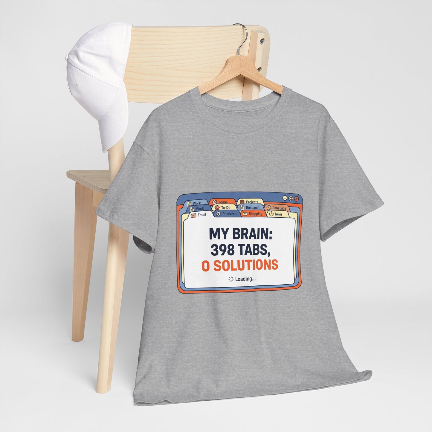 Mein Gehirn – 398 Tabs, 0 Lösungen – T-Shirt mit lustigem Grübel-Meme