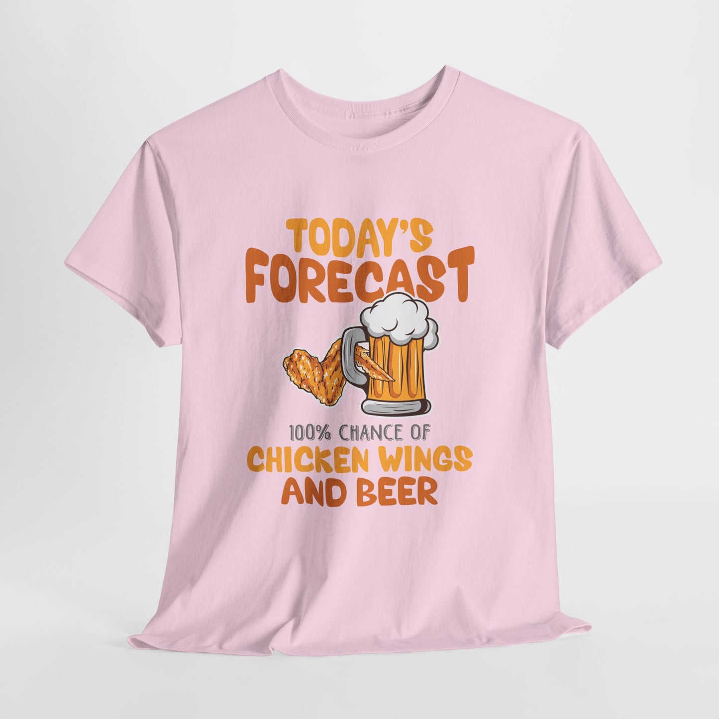Today's Forecast 100% Chicken Wings & Beer T-Shirt - Funny Tailgate BBQ Tee