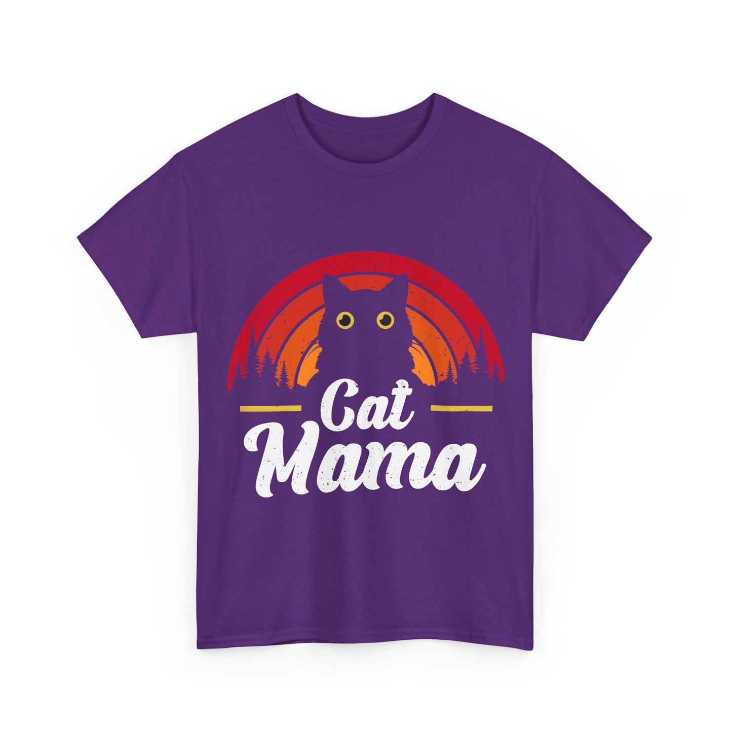 Cat Mama T-Shirt - Retro Sunset Cat Mom Tee