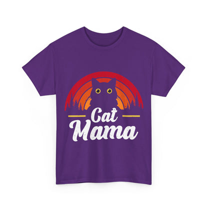 Cat Mama T-Shirt - Retro Sunset Cat Mom Tee