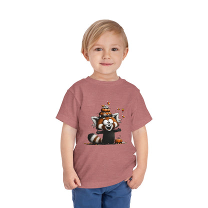 Red Panda Kids Halloween T-Shirt - Candy Corn & Pumpkins Toddler Tee