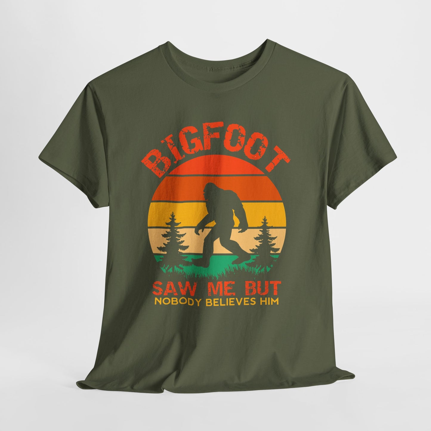 Bigfoot Saw Me But Nobody Believes Him T-Shirt - Retro Camping Cryptid Tee