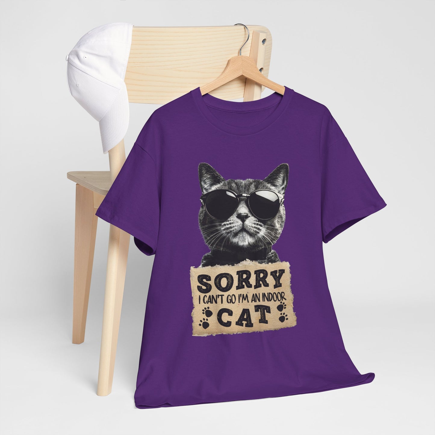 Indoor Cat T-Shirt - Sorry I Can't Go Meme Tee