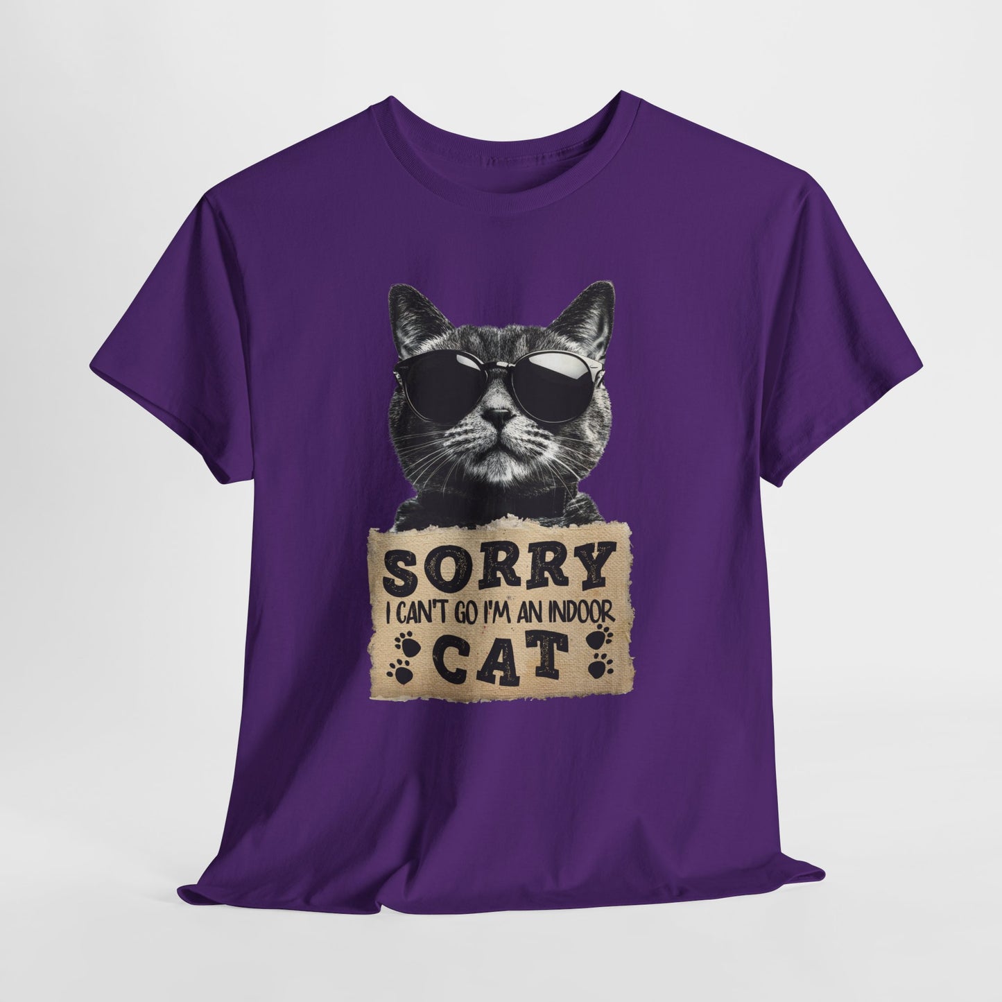 Indoor Cat T-Shirt - Sorry I Can't Go Meme Tee