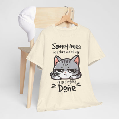 Faules Katzen-Produktivitäts-Shirt – Lustiges Grumpy-Cat-T-Shirt für Homeoffice-Tage