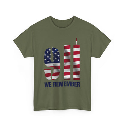 9/11 We Remember T-Shirt - American Flag Twin Towers Memorial Tee