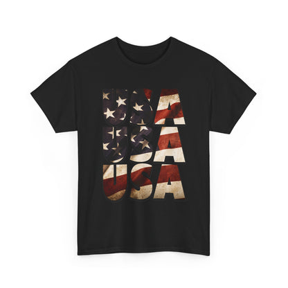 Vintage USA Flag T-Shirt - Distressed American Flag 4th of July Tee