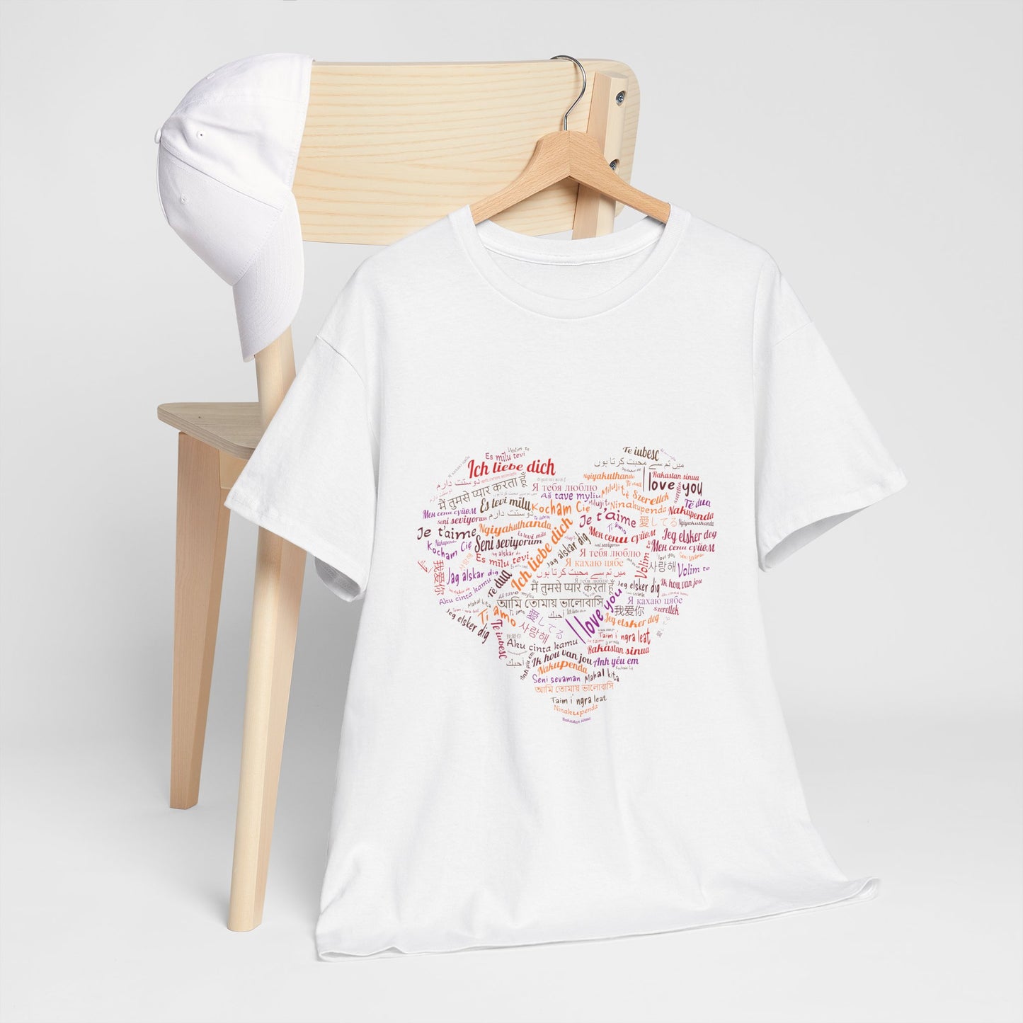I Love You in Every Language T-Shirt - Multilingual Heart Design - Romantic Gift for Valentines Day, Anniversary, or Birthday