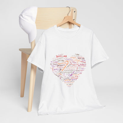 I Love You in Every Language T-Shirt - Multilingual Heart Design - Romantic Gift for Valentines Day, Anniversary, or Birthday