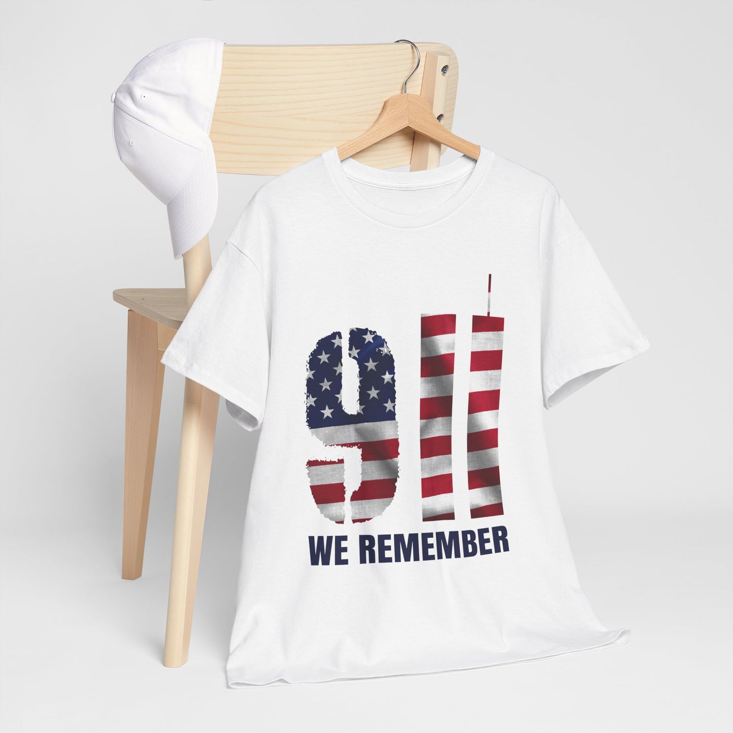 9/11 We Remember T-Shirt - American Flag Twin Towers Memorial Tee