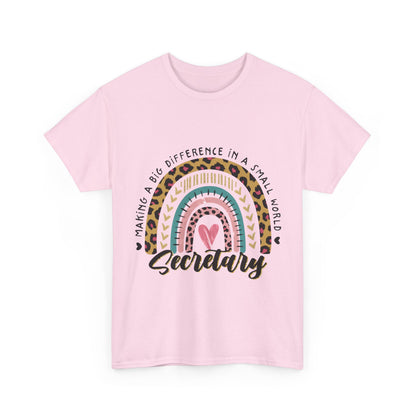 Secretary Rainbow Shirt - Cute Leopard Print Office Tee for Secretaries, Glam Animal Print Heart Gift, Boho Office Assistant T-Shirt
