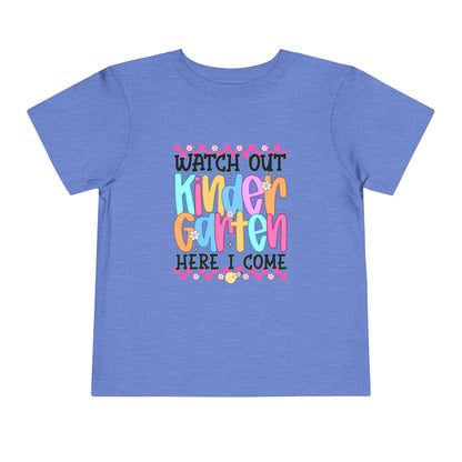 Watch Out Kindergarten Shirt - Fun Toddler Back to School Tee, Colorful First Day of Kindergarten Outfit, Here I Come Shirt for Kids