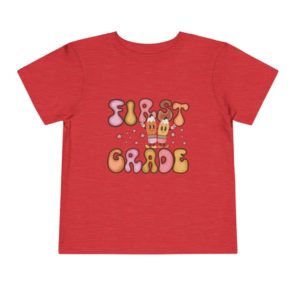 First Grade Bubble Letters T-Shirt | Cute Retro Back to School Kids Tee