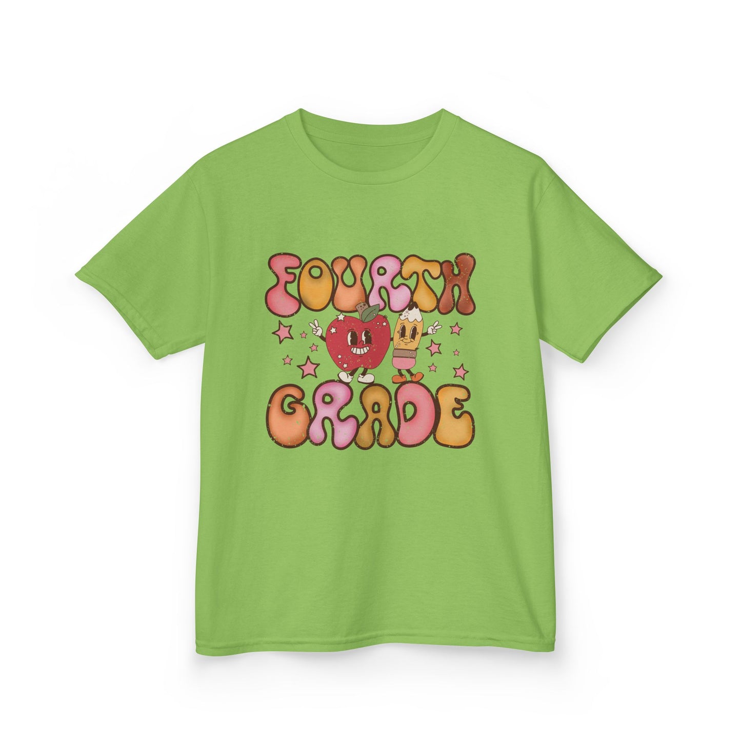 Fourth Grade Bubble Letters T-Shirt | Retro Kawaii Back to School Kids Tee