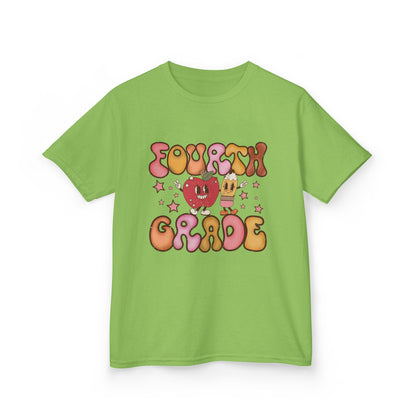 Fourth Grade Bubble Letters T-Shirt | Retro Kawaii Back to School Kids Tee