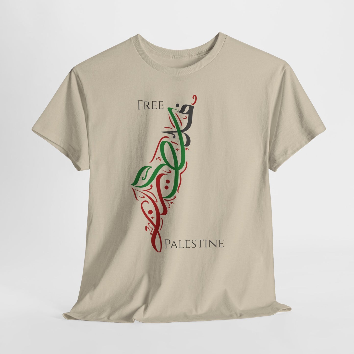 Free Palestine Map T-Shirt - Artistic Palestinian Calligraphy Solidarity Tee