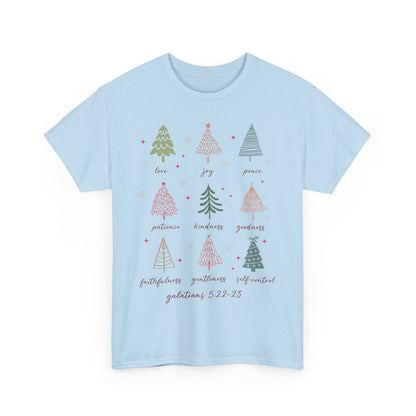 Fruits of the Spirit Christmas T-Shirt - Galatians 5:22-23 Faith Tee
