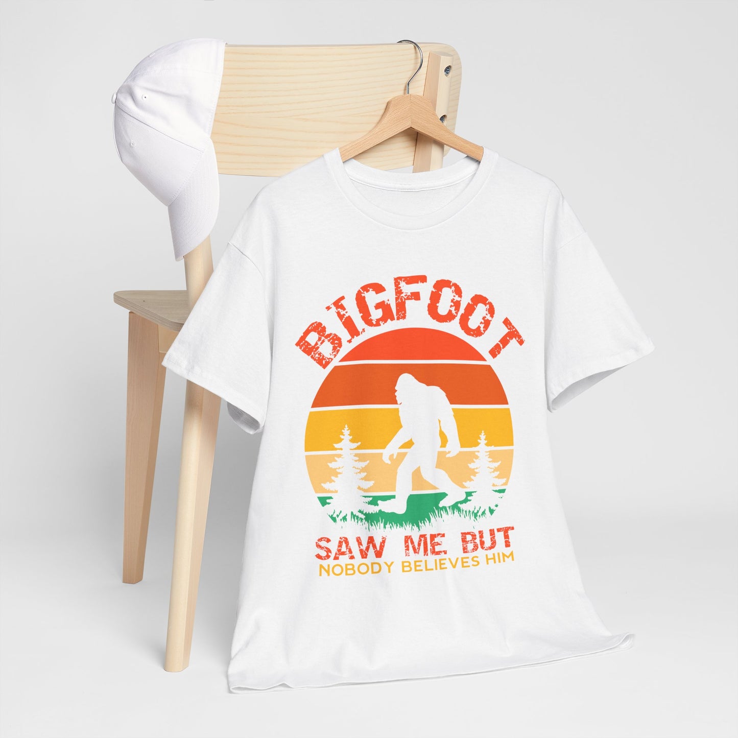 Bigfoot Saw Me But Nobody Believes Him T-Shirt - Retro Camping Cryptid Tee