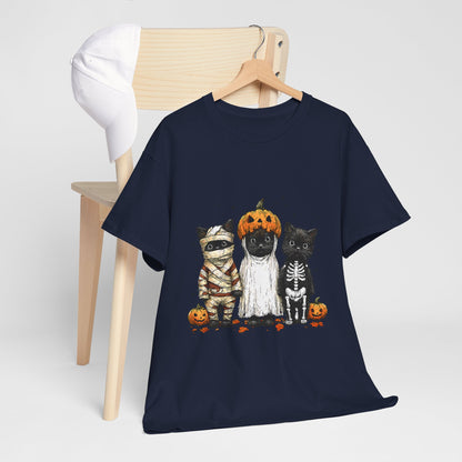 Black Cat Halloween Shirt - Mummy Ghost Skeleton Cats
