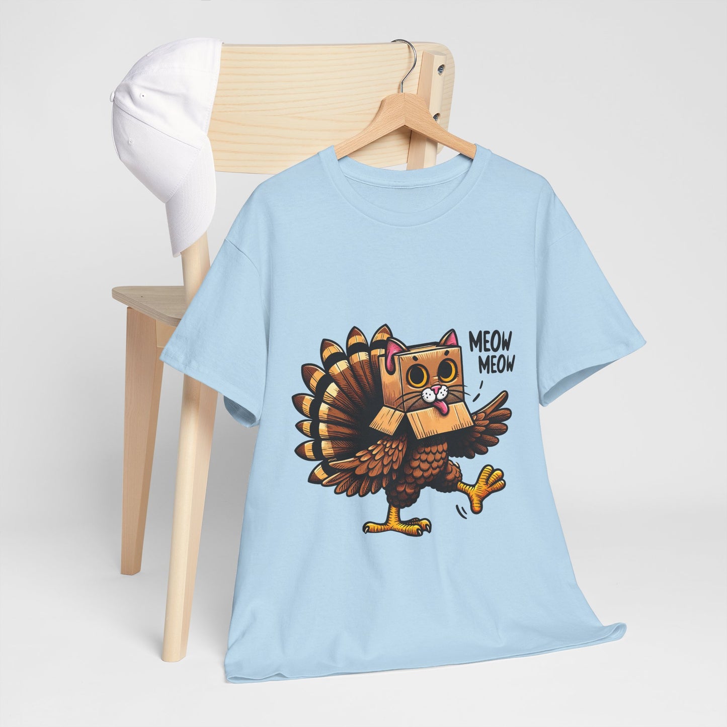 Funny Turkey Cat T-Shirt - Thanksgiving Meow Meow Cat Lover Tee