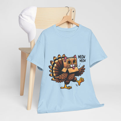 Funny Turkey Cat T-Shirt - Thanksgiving Meow Meow Cat Lover Tee