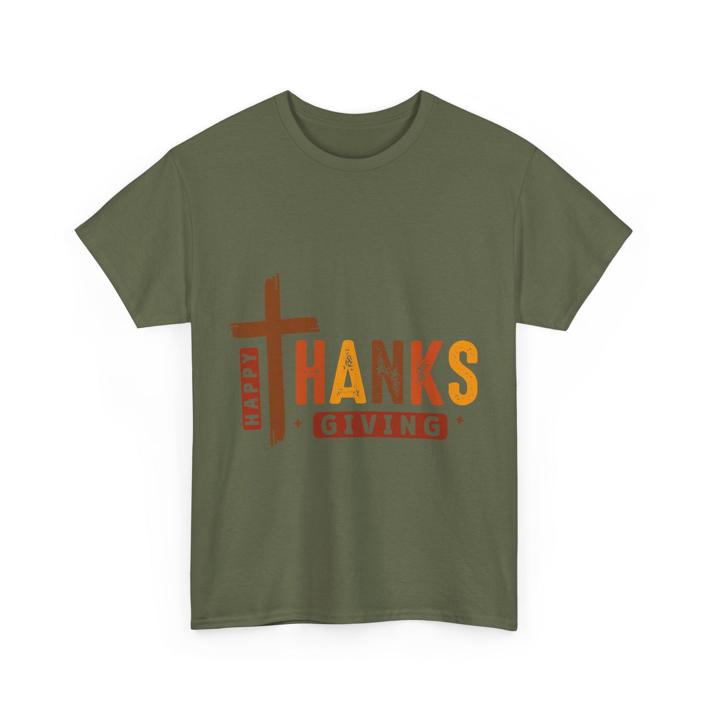 Christian Thanksgiving T-Shirt - Faith-Based “THANKS” Cross Jesus Tee