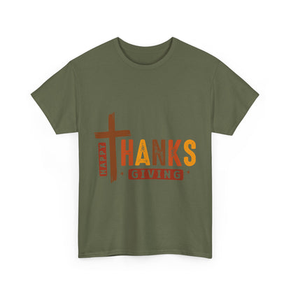 Christian Thanksgiving T-Shirt - Faith-Based “THANKS” Cross Jesus Tee