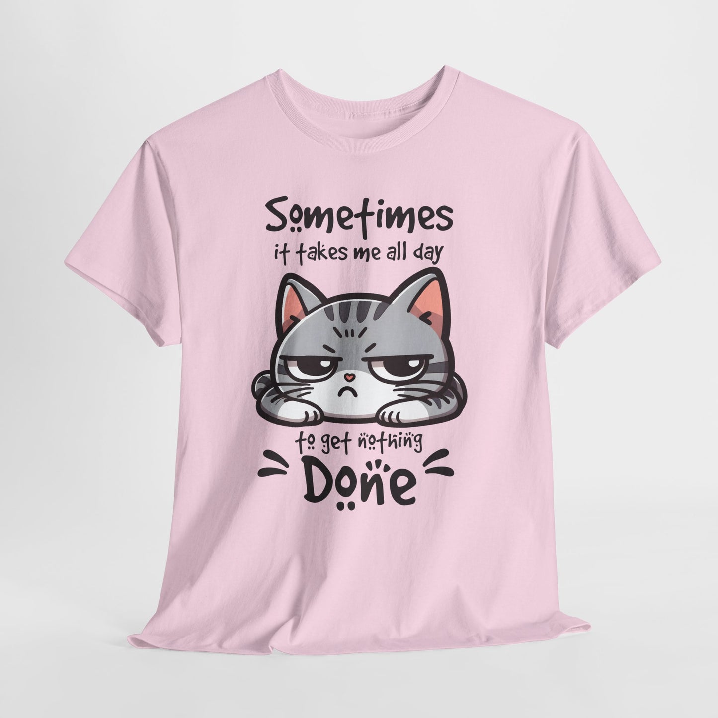 Faules Katzen-Produktivitäts-Shirt – Lustiges Grumpy-Cat-T-Shirt für Homeoffice-Tage
