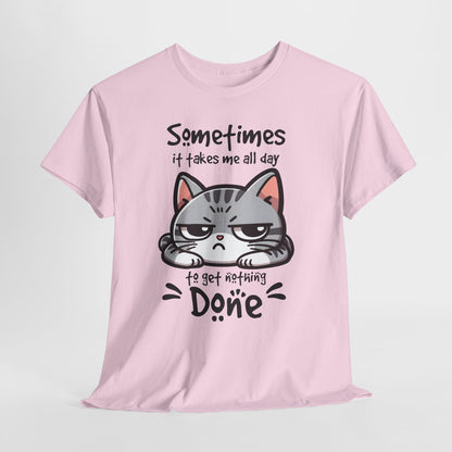 Faules Katzen-Produktivitäts-Shirt – Lustiges Grumpy-Cat-T-Shirt für Homeoffice-Tage