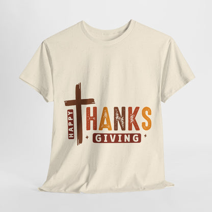 Christian Thanksgiving T-Shirt - Faith-Based “THANKS” Cross Jesus Tee