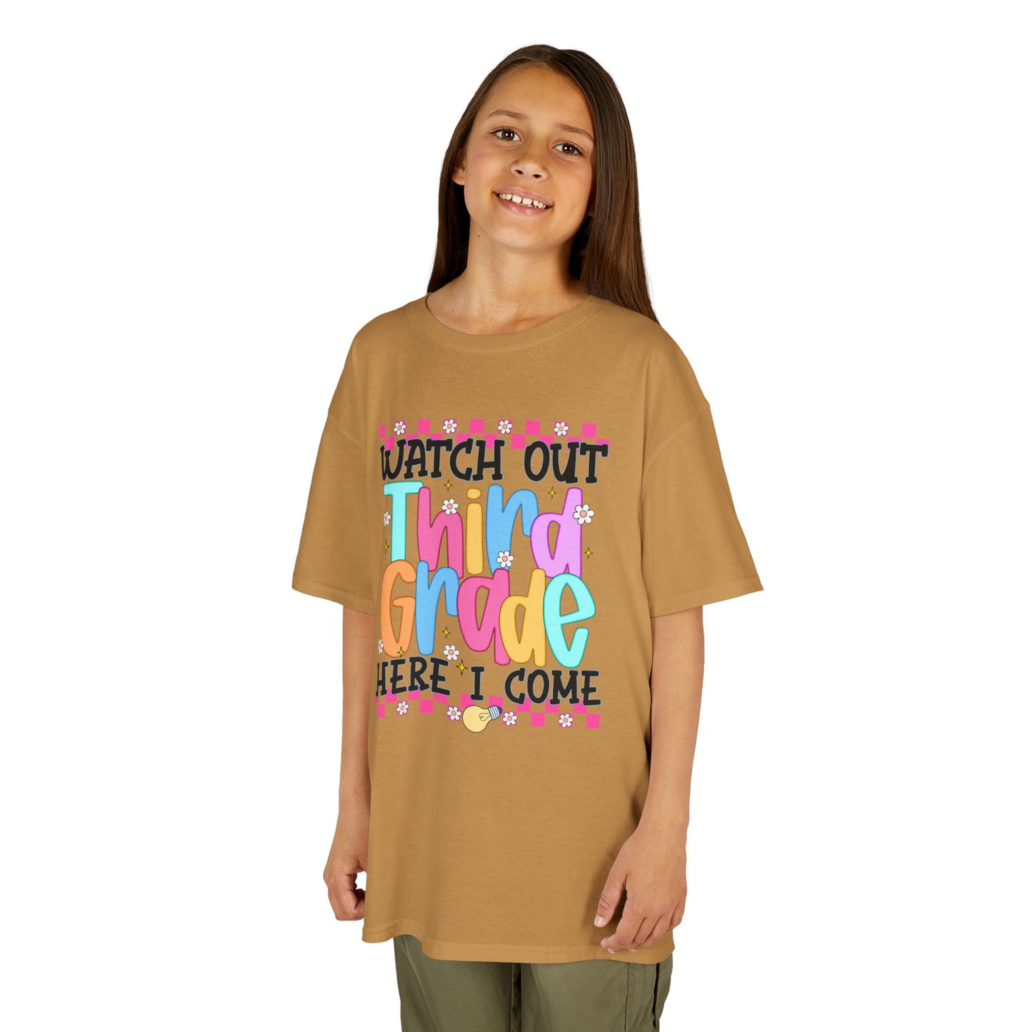 Watch Out Third Grade Shirt - Colorful Kids Back to School Tee, Heavy Cotton T-Shirt for 3rd Grade, First Day of School Outfit