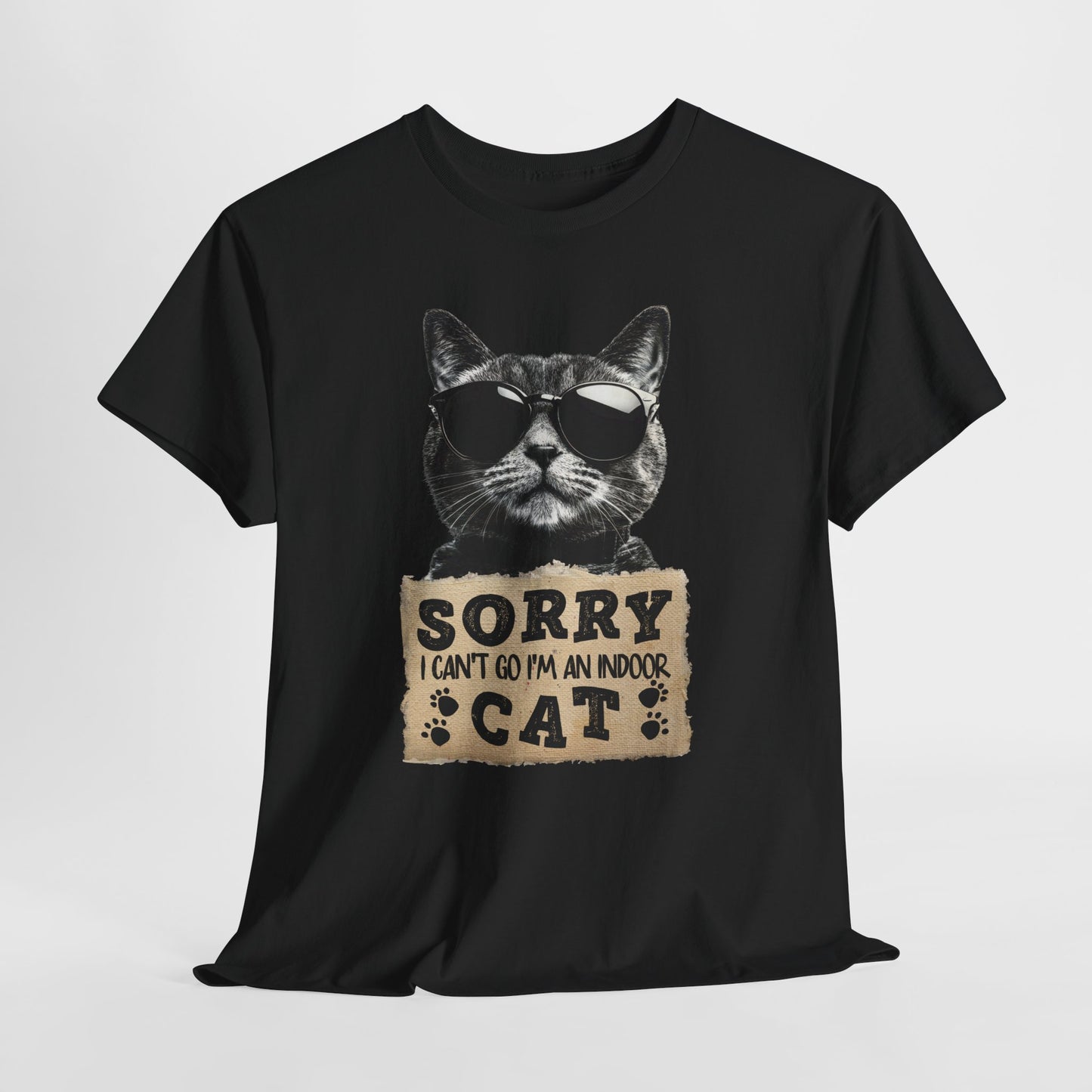 Indoor Cat T-Shirt - Sorry I Can't Go Meme Tee