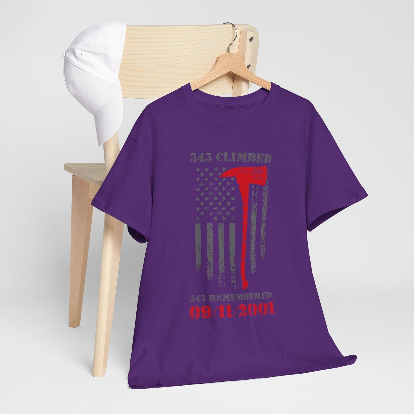 343 Climbed 343 Remembered T-Shirt - Firefighter 9/11 Memorial Tee