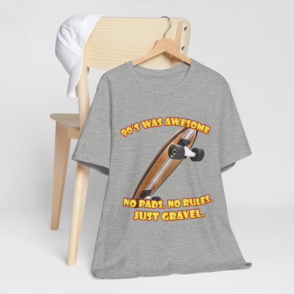 Koszulka do skateboardingu „No Pads No Rules” – koszulka Gravel z lat 90.