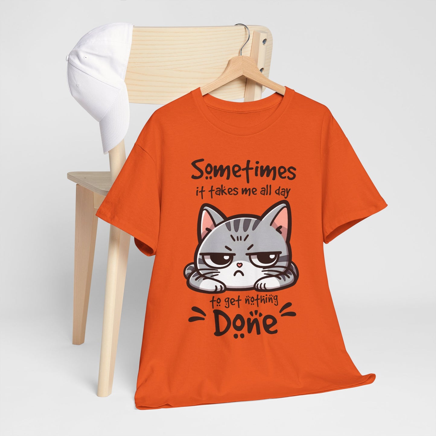 Faules Katzen-Produktivitäts-Shirt – Lustiges Grumpy-Cat-T-Shirt für Homeoffice-Tage