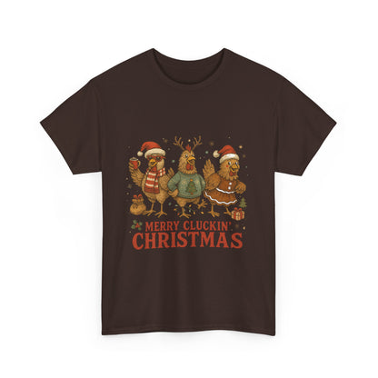 Merry Cluckin' Christmas Chicken T-Shirt - Funny Holiday Farm Tee