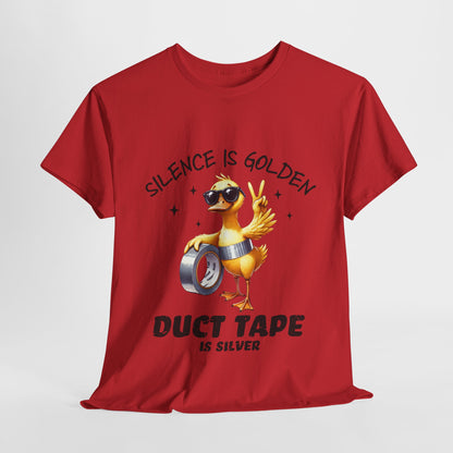 Silence Is Golden Duct Tape T-Shirt - Funny Duck Tee