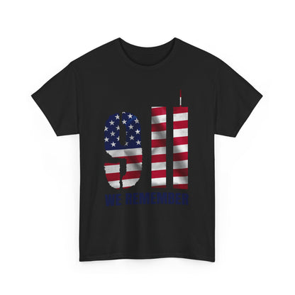 9/11 We Remember T-Shirt - American Flag Twin Towers Memorial Tee