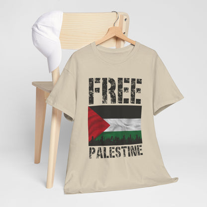 Palästinensisches Flaggen-Shirt mit Stadt-Skyline - Free Palestine Tee, Urban Grunge Protest T-Shirt für Aktivisten &amp; Menschenrechtsunterstützer