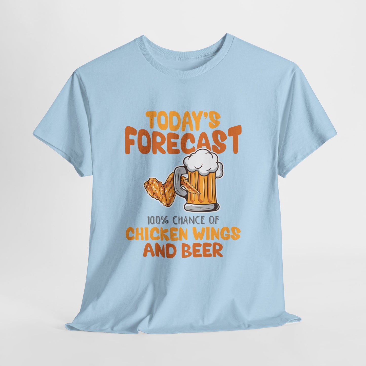 Today's Forecast 100% Chicken Wings & Beer T-Shirt - Funny Tailgate BBQ Tee