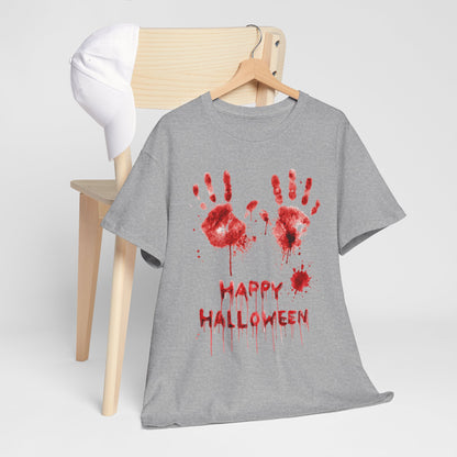 Happy Halloween Blood Handprints T-Shirt - Dripping Horror Tee